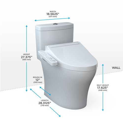 Main product image of WASHLET+ Aquia IV One-Piece Elongated Dual Flush 1.28 and 0.9 GPF Toilet and WASHLET C2 Bidet Seat, Cotton White - MW6463074CEMFGN#01