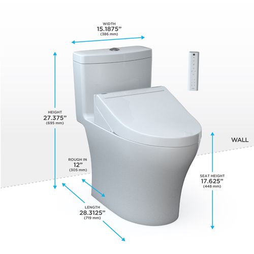 Main product image of WASHLET+ Aquia IV One-Piece Elongated Dual Flush 1.28 and 0.9 GPF Toilet and WASHLET C5 Bidet Seat, Cotton White- MW6463084CEMFGN#01