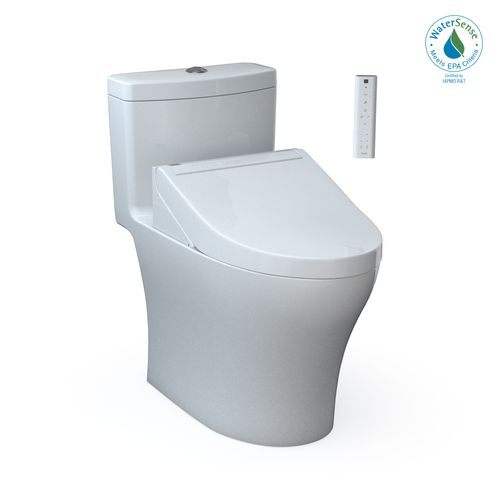 Main product image of WASHLET+ Aquia IV One-Piece Elongated Dual Flush 1.28 and 0.9 GPF Toilet and WASHLET C5 Bidet Seat, Cotton White- MW6463084CEMFGN#01