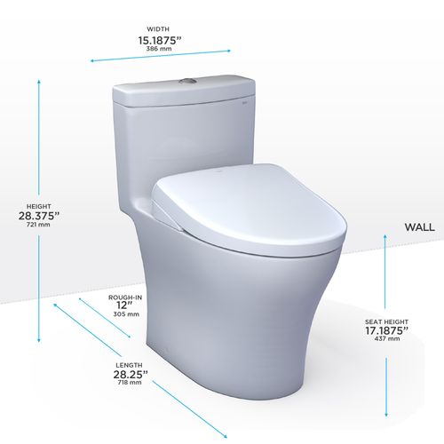 Main product image of WASHLET+ Aquia IV One-Piece Elongated Dual Flush 1.28 and 0.9 GPF Toilet with S7A Contemporary Electric Bidet Seat, Cotton White - MW6464736CEMFGN#01