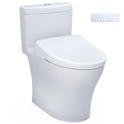 Main product image of WASHLET+ Aquia IV One-Piece Elongated Dual Flush 1.28 and 0.9 GPF Toilet with S7A Contemporary Electric Bidet Seat, Cotton White - MW6464736CEMFGN#01