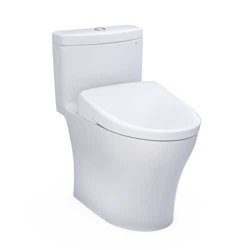 Main product image of WASHLET+ Aquia IV One-Piece Elongated Dual Flush 1.28 and 0.9 GPF Toilet with Auto Flush S7A Contemporary Bidet Seat, Cotton White - MW6464736CEMFGNA#01