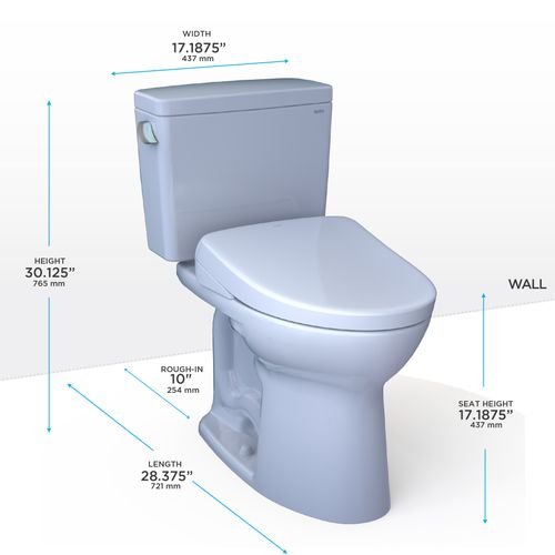 Main product image of Drake WASHLET+ Two-Piece Elongated 1.28 GPF Universal Height TORNADO FLUSH Toilet and S7 Contemporary Bidet Seat with Auto Flush, 10 Inch Rough-In, Cotton White - MW7764726CEFGA.10#01