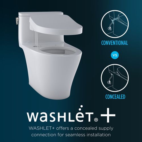 Main product image of Drake WASHLET+ Two-Piece Elongated 1.6 GPF Universal Height TORNADO FLUSH Toilet and S7 Contemporary Bidet Seat with Auto Flush, Cotton White - MW7764726CSFGA#01