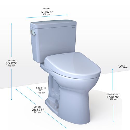 Main product image of Drake WASHLET+ Two-Piece Elongated 1.6 GPF Universal Height TORNADO FLUSH Toilet with S7A Contemporary Bidet Seat, Cotton White - MW7764736CSFG#01