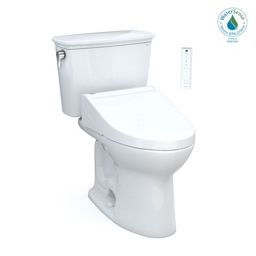 Main product image of Drake Transitional WASHLET+ Two-Piece Elongated 1.28 GPF TORNADO FLUSH Toilet with C5 Bidet Seat, Cotton White - MW7863084CEG#01