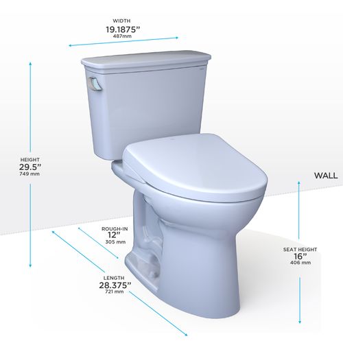Main product image of Drake Transitional WASHLET+ Two-Piece Elongated 1.28 GPF Universal Height TORNADO FLUSH Toilet with S7A Contemporary Bidet Seat, Cotton White - MW7864736CEFG#01