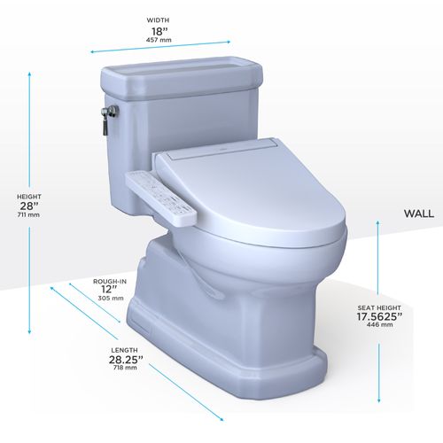 Main product image of WASHLET+ Eco Guinevere Elongated 1.28 GPF Universal Height Toilet with C2 Bidet Seat, Cotton White - MW9743074CEFG#01