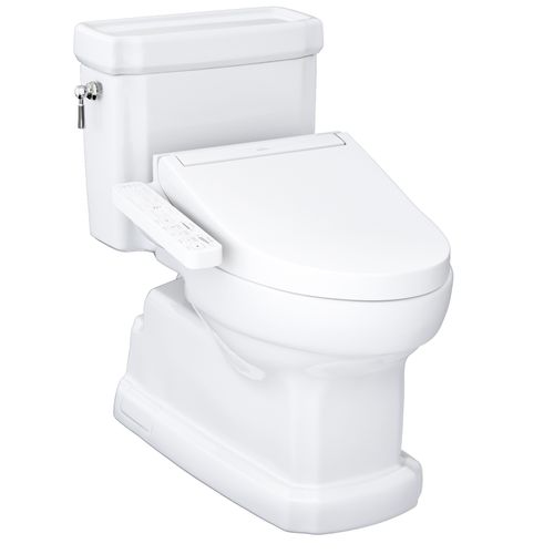 Main product image of WASHLET+ Eco Guinevere Elongated 1.28 GPF Universal Height Toilet with C2 Bidet Seat, Cotton White - MW9743074CEFG#01