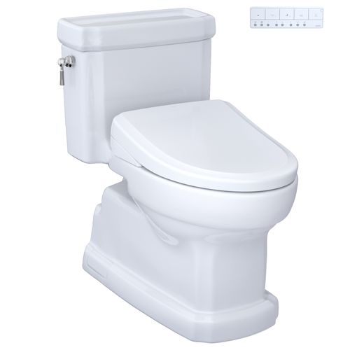 Main product image of WASHLET+ Eco Guinevere Elongated 1.28 GPF Universal Height Toilet, S7A Classic Bidet Seat with AutoFlush and Auto Open/Close, Cotton White - MW9744734CEFGA#01