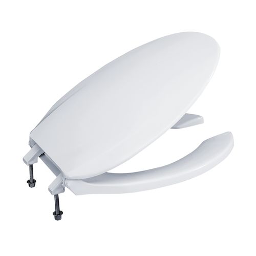 Main product image of Elongated Open Front Commercial Toilet Seat With Lid, Cotton White - SC134#01
