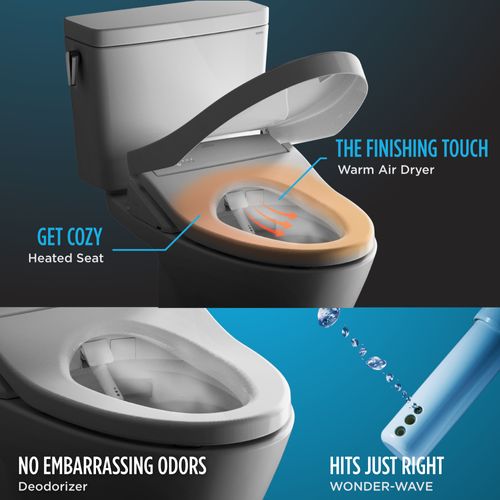Main product image of Washlet S350e Electronic Bidet Toilet Seat With Auto Open And Close And EWATER+ Cleansing, Round, Cotton White - SW583#01
