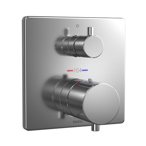 Main product image of Square Thermostatic Mixing Valve with Volume Control Shower Trim, Polished Chrome