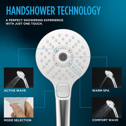 Main product image of G Series 1.75 GPM Multifunction 4" Round Handshower with ACTIVE WAVE, COMFORT WAVE, and WARM SPA, Brushed Nickel