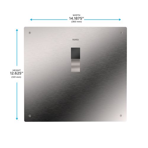 Main product image of ECOPOWER Touchless 1.28 GPF High Efficiency Concealed Toilet Flushometer Valve for Top Spud with 14 x 12 Cover Plate, Stainless Steel
