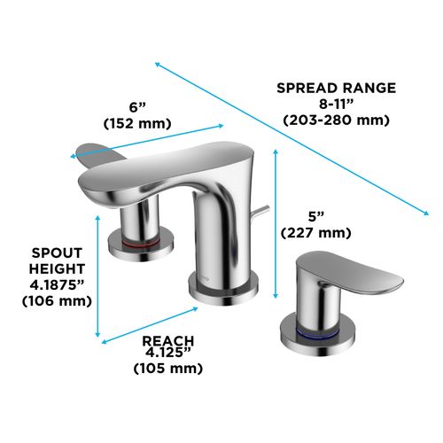 Main product image of GO Series 1.2 GPM 2 Handle Widespread Bathroom Sink Faucet with Drain Assembly, Brushed Nickel - TLG01201U-BN
