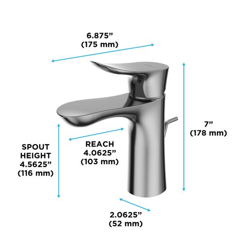 Main product image of GO 1.2 GPM 1 Handle Bathroom Sink Faucet with COMFORT GLIDE Technology and Drain Assembly (Polished Chrome) - TLG01301U-CP