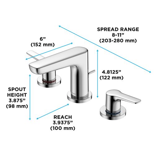 Main product image of GS Series 1.2 GPM 2 Handle Widespread Bathroom Sink Faucet with Drain Assembly (Polished Chrome) - TLG03201U-CP
