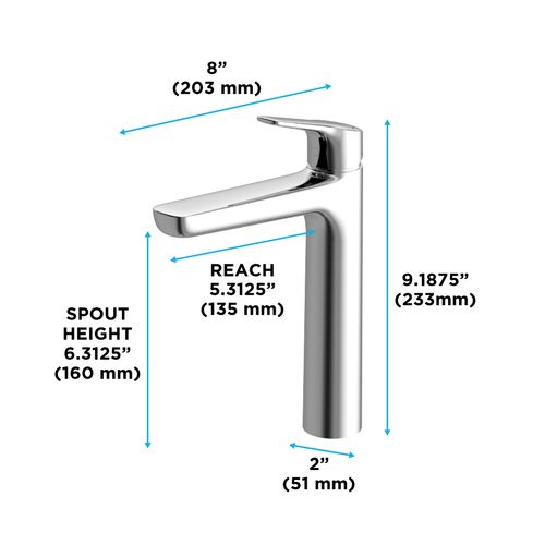 Main product image of GS Series 1.2 GPM 1 Handle Bathroom Faucet for Semi-Vessel Sink with COMFORT GLIDE Technology and Drain Assembly, Brushed Nickel - TLG03303U-BN