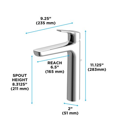 Main product image of GS Series 1.2 GPM 1 Handle Bathroom Faucet for Vessel Sink with COMFORT GLIDE Technology and Drain Assembly, Brushed Nickel - TLG03305U-BN