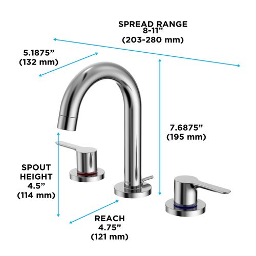 Main product image of LB Series 2 Handle Widespread 1.2 GPM Bathroom Sink Faucet with Drain Assembly (Polished Chrome) - TLS01201U-CP