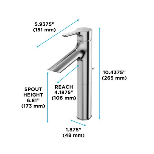 Main product image of TLS01304U-CP LB Series 1.2 GPM 1 Handle Bathroom Faucet for Semi-Vessel Sink with Drain Assembly (Polished Chrome)