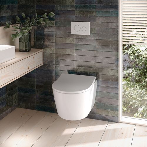 Main product image of CWT427227CMFG#MS RP Compact Wall Hung Toilet Bowl 1.28/0.9 GPF, Matte Silver Push Plate