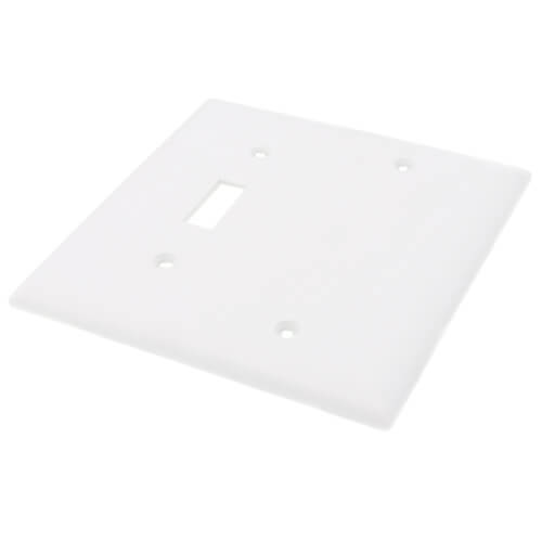 Main product image of 2-Gang Combination Wall Plate, 1 Toggle & 1 Blank - White