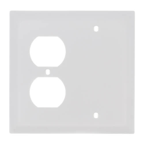 Main product image of 2-Gang Combination Wall Plate, 1 Duplex Receptacle & 1 Blank - White