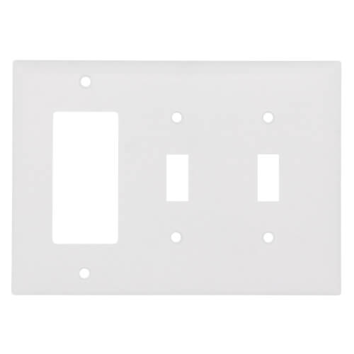 Main product image of 3-Gang Combination Wall Plate, 2 Toggle & 1 Decorator - White