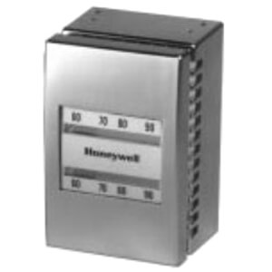 Main product image of Pneumatic Thermostat Direct Acting Heating, includes small wall plate and satin chrome cover (Day/Night Setpoint), TP971A2102