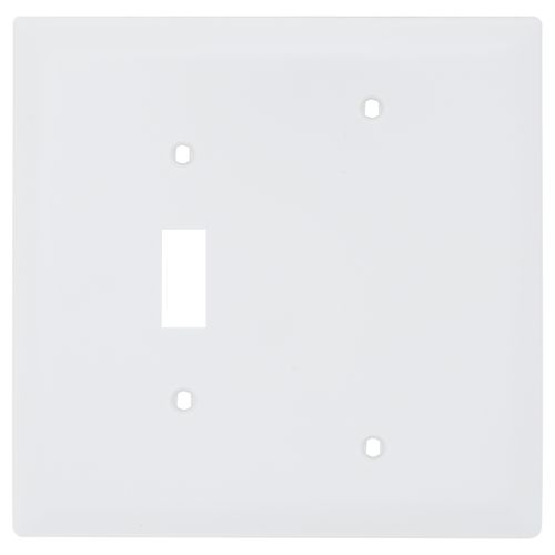 Main product image of 2-Gang Combination Wall Plate, 1 Toggle Switch & 1 Blank - White
