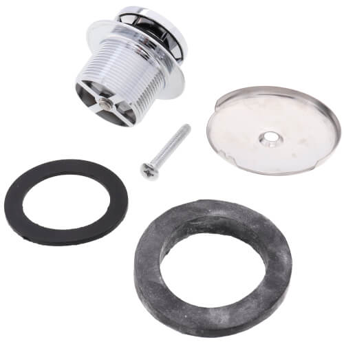 Main product image of Bath Waste T-Waste Full Kit - CP Toe Pop-Up Drain w/ 1 Hole Face Plate (PVC)