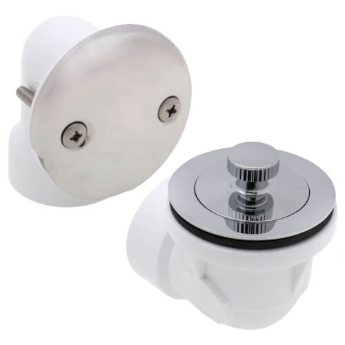 Main product image of Bath Waste Standard Half Kit - CP Lift & Turn Drain w/ 2 Hole Face Plate (PVC)