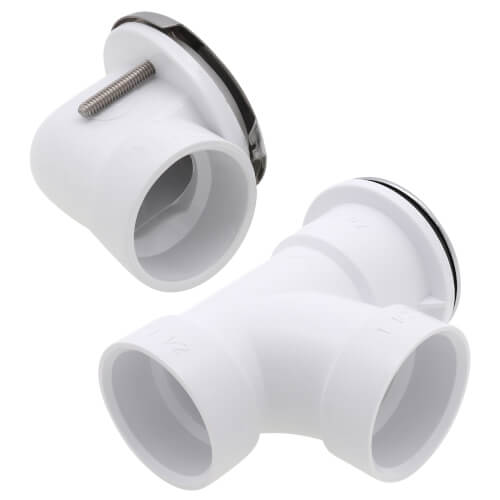 Main product image of 1-1/2" Bath Waste T-Waste Half Kit - CP Lift & Turn Drain w/ 2 Hole Face Plate (PVC)