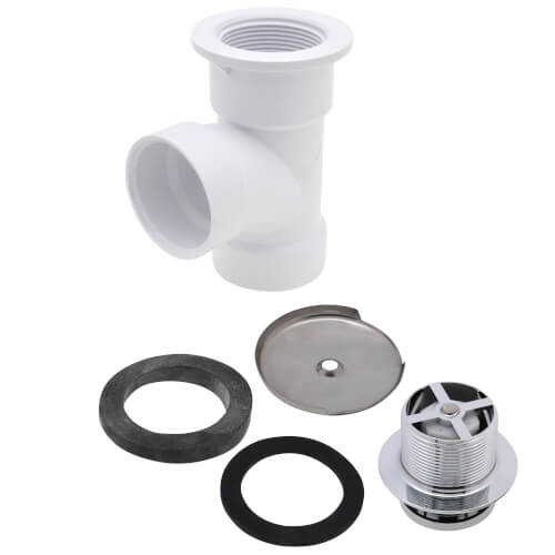 Main product image of Bath Waste T-Waste Half Kit - CP Toe Pop-Up Drain w/ 1 Hole Face Plate (PVC)