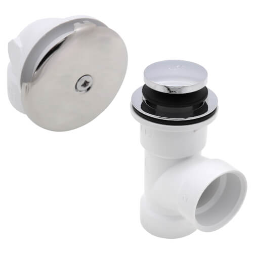 Main product image of Bath Waste T-Waste Half Kit - CP Toe Pop-Up Drain w/ 1 Hole Face Plate (PVC)