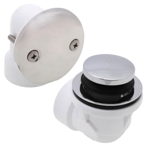 Main product image of Bath Waste Standard Half Kit - CP Toe Pop-Up Drain w/ 2 Hole Face Plate (PVC)
