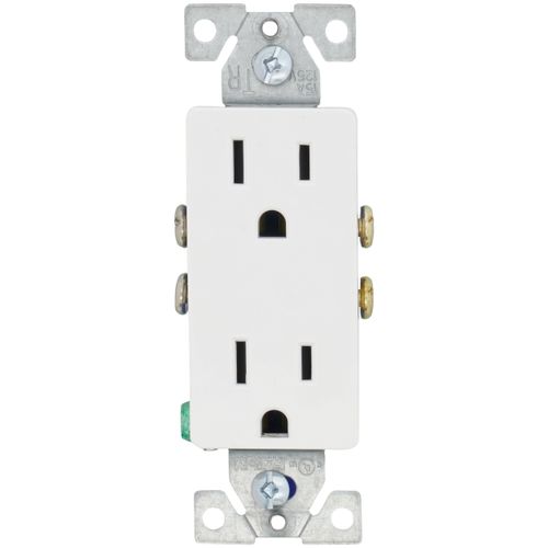 Main product image of Residential Grade Decorator Tamper-Resistant Flush Duplex Receptacle, 15A, 2P, 3W, NEMA  5-15R - White (125V)