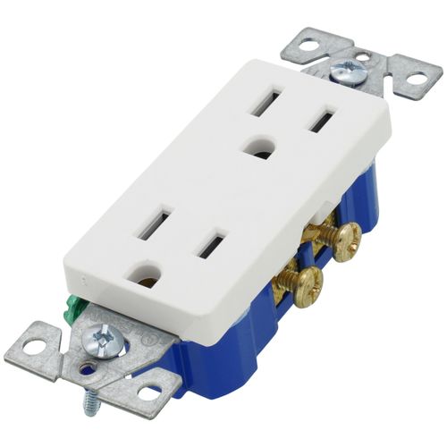 Main product image of Residential Grade Decorator Tamper-Resistant Flush Duplex Receptacle, 15A, 2P, 3W, NEMA  5-15R - White (125V)