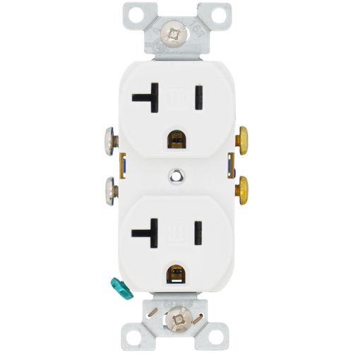 Main product image of Residential Grade Decorator Tamper-Resistant Flush Duplex Receptacle, 20A, 2P, 3W, NEMA  5-20R, Side Wire - White (125V)