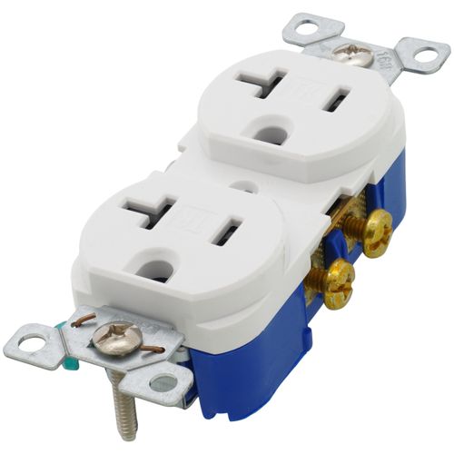 Main product image of Residential Grade Decorator Tamper-Resistant Flush Duplex Receptacle, 20A, 2P, 3W, NEMA  5-20R, Side Wire - White (125V)