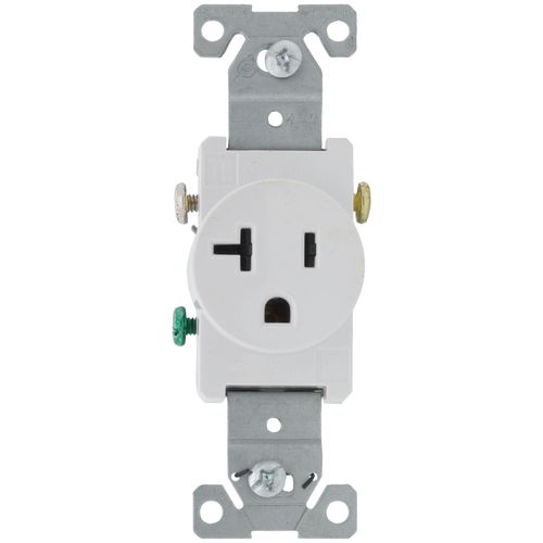 Main product image of Commercial Grade Tamper-Resistant Flush Single Receptacle, 20A, 2P, 3W, NEMA  5-20R, Side Wire - White (125V)