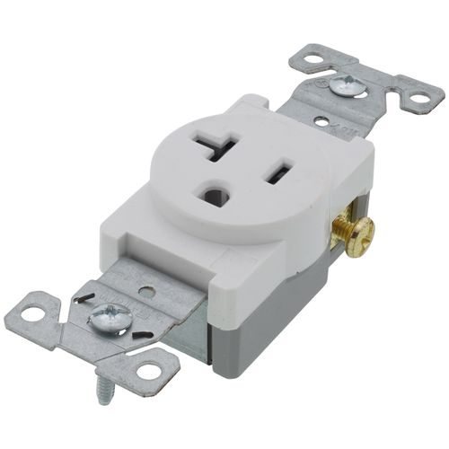 Main product image of Commercial Grade Tamper-Resistant Flush Single Receptacle, 20A, 2P, 3W, NEMA  5-20R, Side Wire - White (125V)