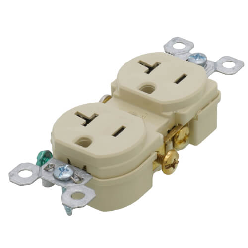 Main product image of Tamper-Resistant Commercial Grade Duplex Receptacle, 20A, 2P - Ivory (125V)