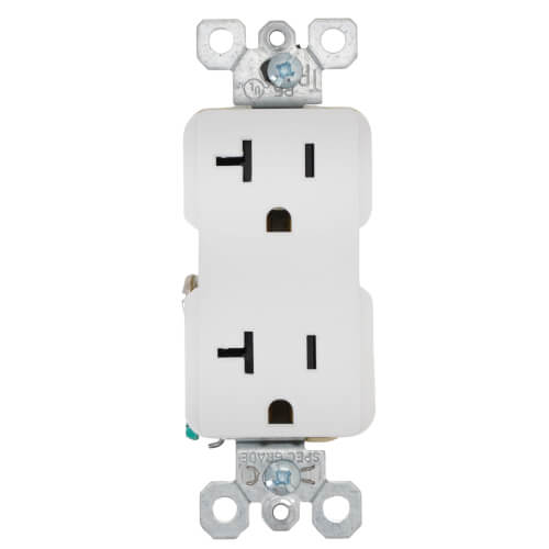 Main product image of Tamper-Resistant Decorator Spec Grade, Back & Side Wired Receptacle, 20A - White (125V)