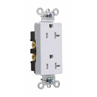 Main product image of Tamper-Resistant Heavy-Duty Decorator Spec Grade, Back & Side Wired Receptacle, 20A, 2P - White (125V)