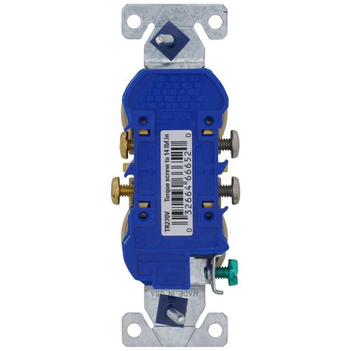 Main product image of Residential Grade Tamper-Resistant Flush Duplex Receptacle, 15A, 2P, 3W, NEMA  5-20R, Side & Push Wire - Ivory (125V)