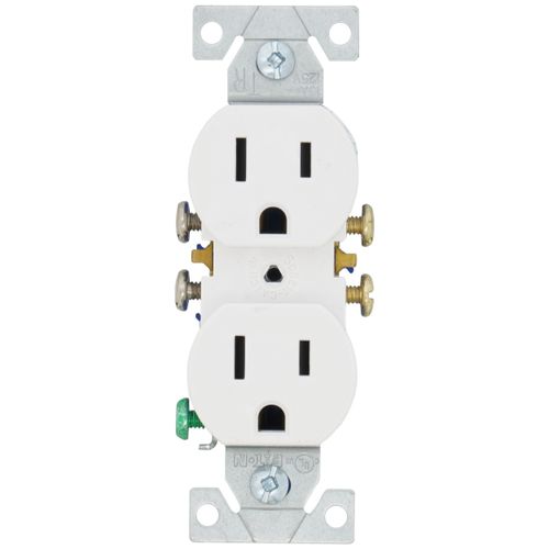 Main product image of Residential Grade Tamper-Resistant Flush Duplex Receptacle, 15A, 2P, 3W, NEMA  5-20R, Side & Push Wire - White (125V)
