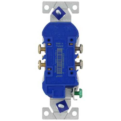 Main product image of Residential Grade Tamper-Resistant Flush Duplex Receptacle, 15A, 2P, 3W, NEMA  5-20R, Side & Push Wire - White (125V)